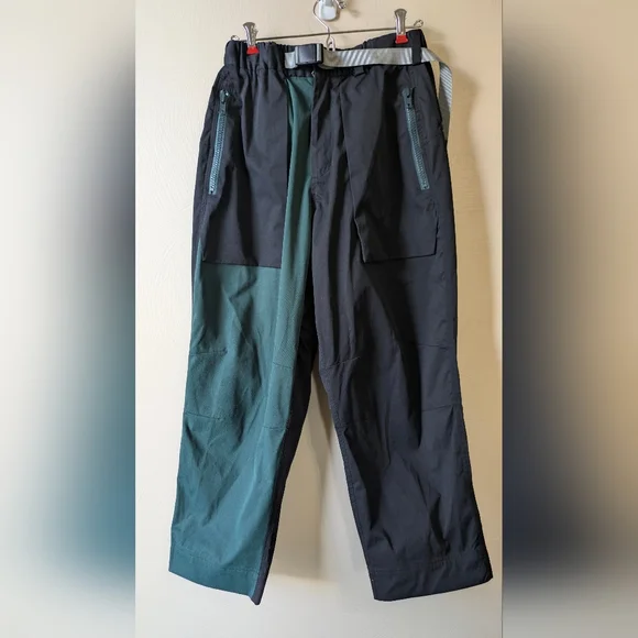 HITORII Street Pants, Lightweight, Outdoor, Black & Green, Buckle Belt, Size S - Picture 6 of 10